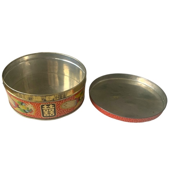 VTG England Asian Bird Motif Phoenix Metal Biscuit Tin Collectible Canister - Picture 11 of 12